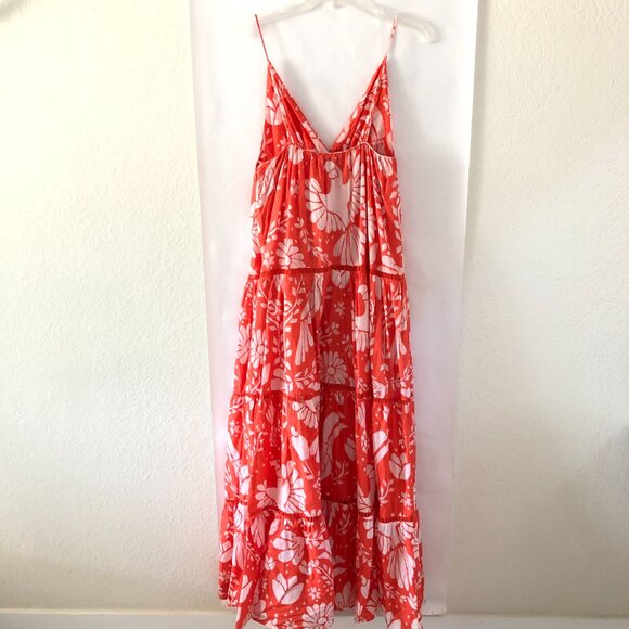 Farm Rio Women’s Orange Neon Jungle Tiered Maxi Dress Size XS Casual Resort - Picture 8 of 16